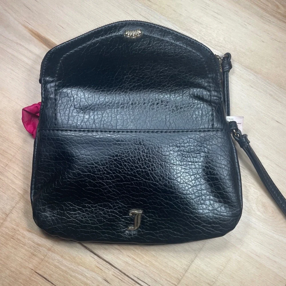 Juicy Couture Black‎ Pebbled Faux Leather Wristlet Bag HJC54WR067